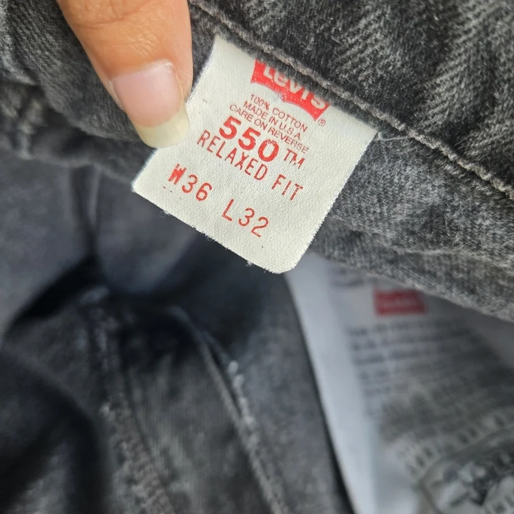 VTG 90s Levis 550 Mens‎ Black Relaxed Fit Tapered Leg Jeans Made in USA 36x32